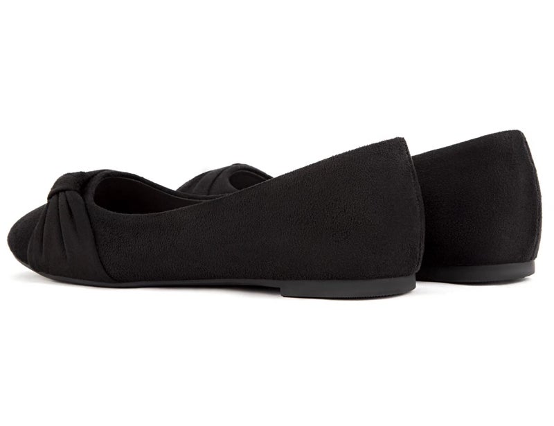MaxMuxun Women's Black Flats Shoes Faux Suede Round Toe Ballet Dressy Flats Comfortable Slip On Walking Shoes Size 6.5 - Image 2